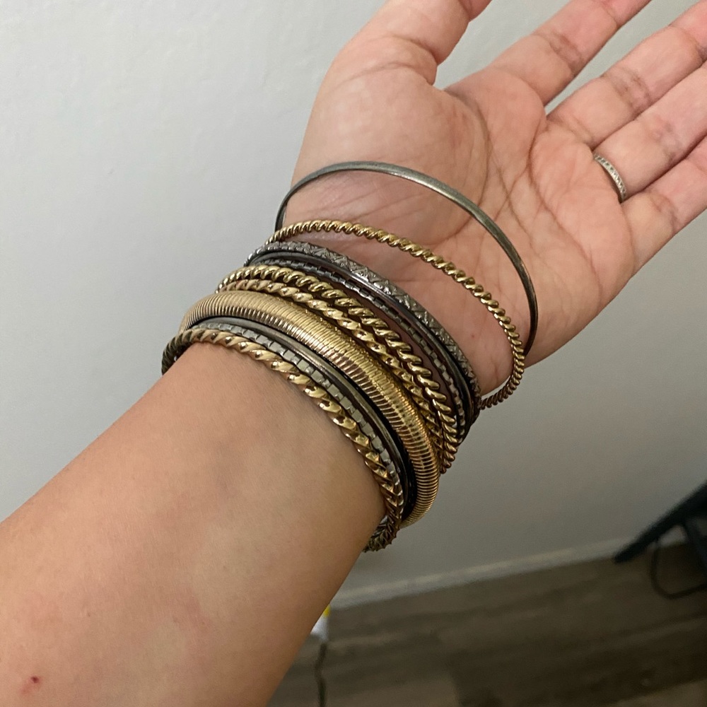 Set of silver and gold bangles